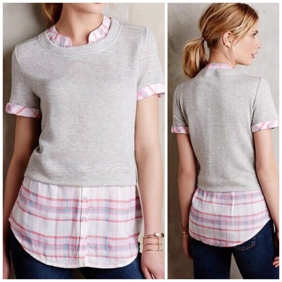 Anthropologie Tops - Anthropologie Postmark Picnic Plaid Layered Blouse